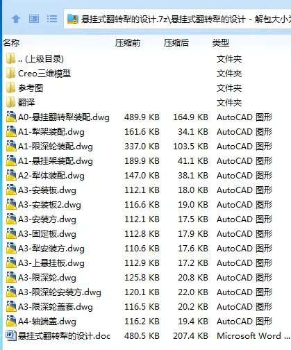 Z2241-悬挂式翻转犁的设计[含Creo三维图]