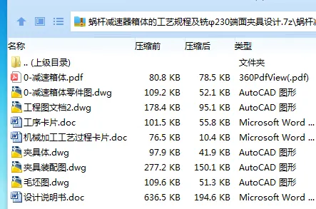 K2154-蜗杆减速器箱体的工艺规程及铣φ230端面夹具设计