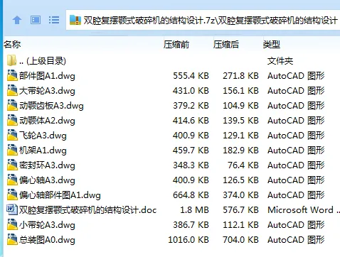 Z2414-双腔复摆颚式破碎机的结构设计