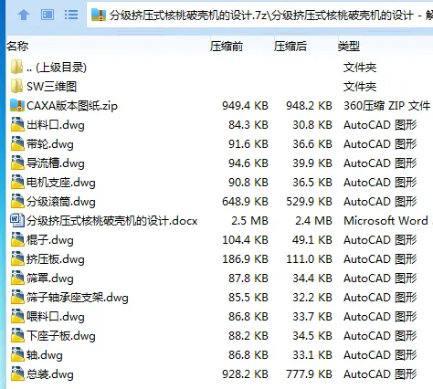Z2485-分级挤压式核桃破壳机的设计【含SW三维图】