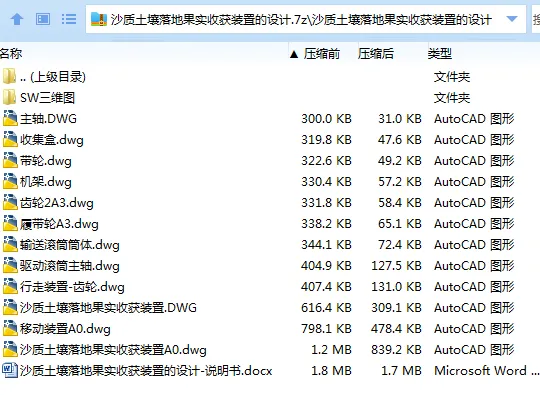 Z2574-沙质土壤落地果实收获装置的设计【含SW三维图】