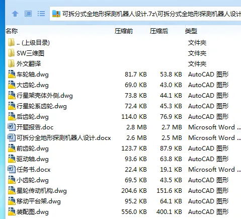Z2694-可拆分式全地形探测机器人设计【含SW三维图】