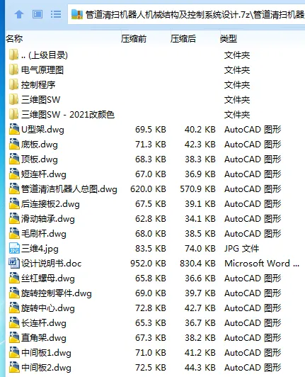 Z2752-管道清扫机器人机械结构及控制系统设计【含SW三维图】
