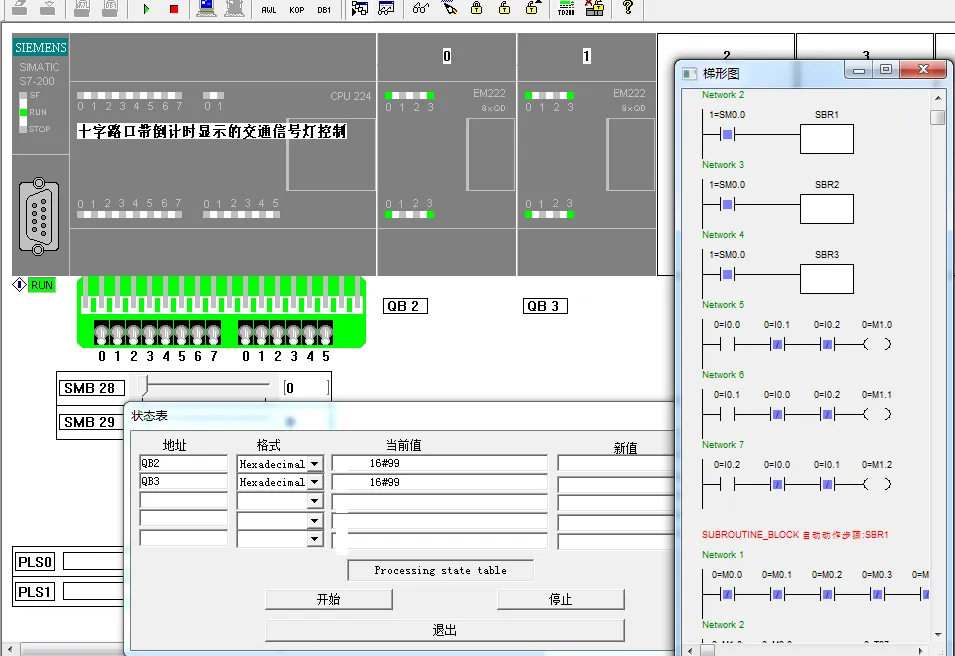 Z2816-基于S7-200PLC的十字路口带倒计时显示的交通信号灯控制