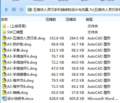 Z2829-五指仿人灵巧手机械结构设计与仿真【含SW三维图】 Z2829-五指仿人灵巧手机械结构设计与仿真【含SW三维图】