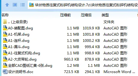 Z2932-块状物质往复式粉碎机结构设计 Z2932-块状物质往复式粉碎机结构设计