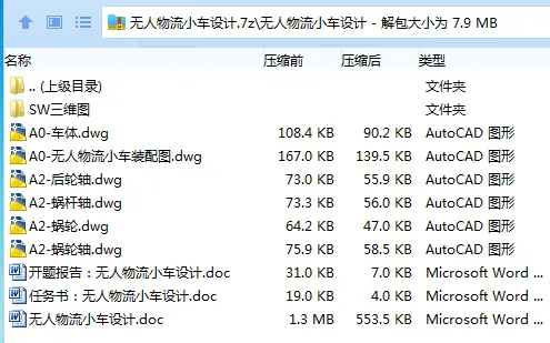 Z2953-无人物流小车设计【含SW三维图】