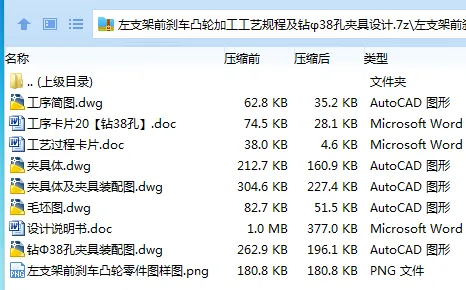 K2183-左支架前刹车凸轮加工工艺规程及钻φ38孔夹具设计 K2183-左支架前刹车凸轮加工工艺规程及钻φ38孔夹具设计