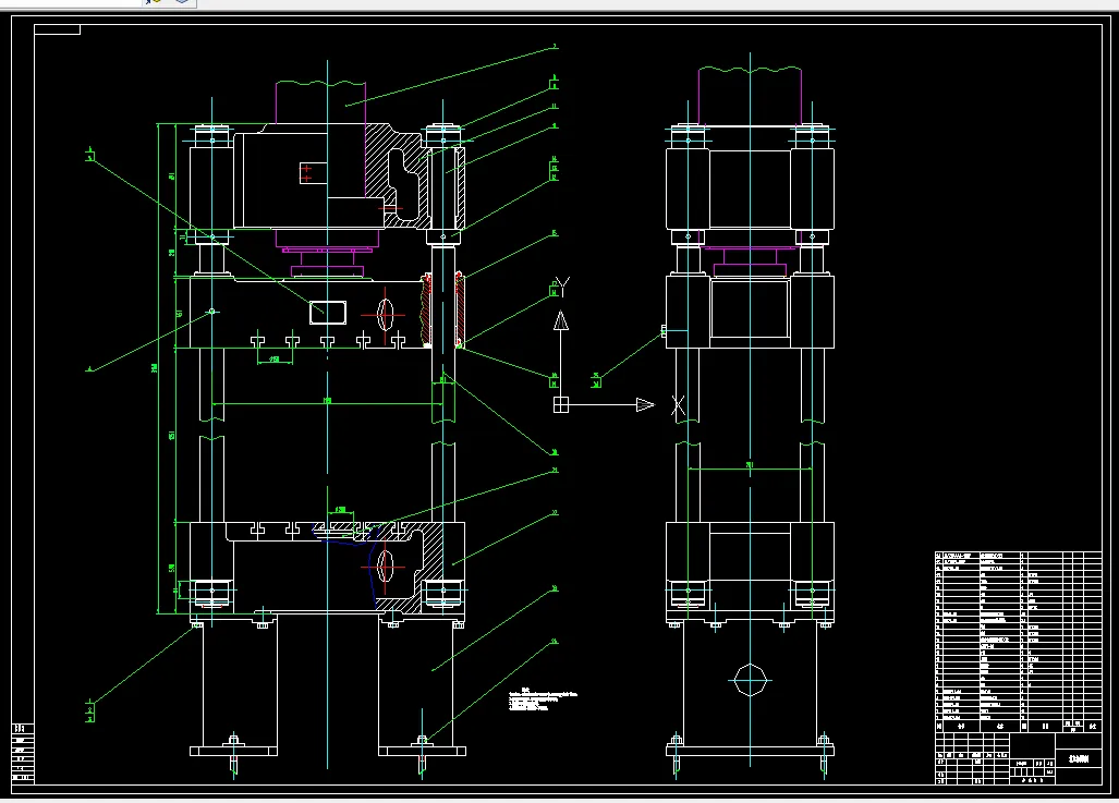 Z3019-三梁四柱式液压机的总体设计及液压系统【标称压力2500KN】