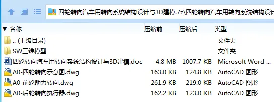 Z3028-四轮转向汽车用转向系统结构设计与3D建模【含SW三维图】