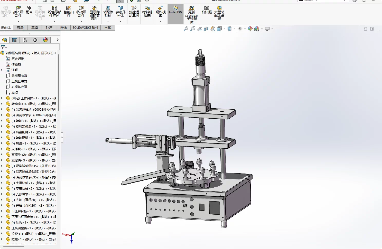 XY28-一种轴承压装装置设计【含SW三维图】