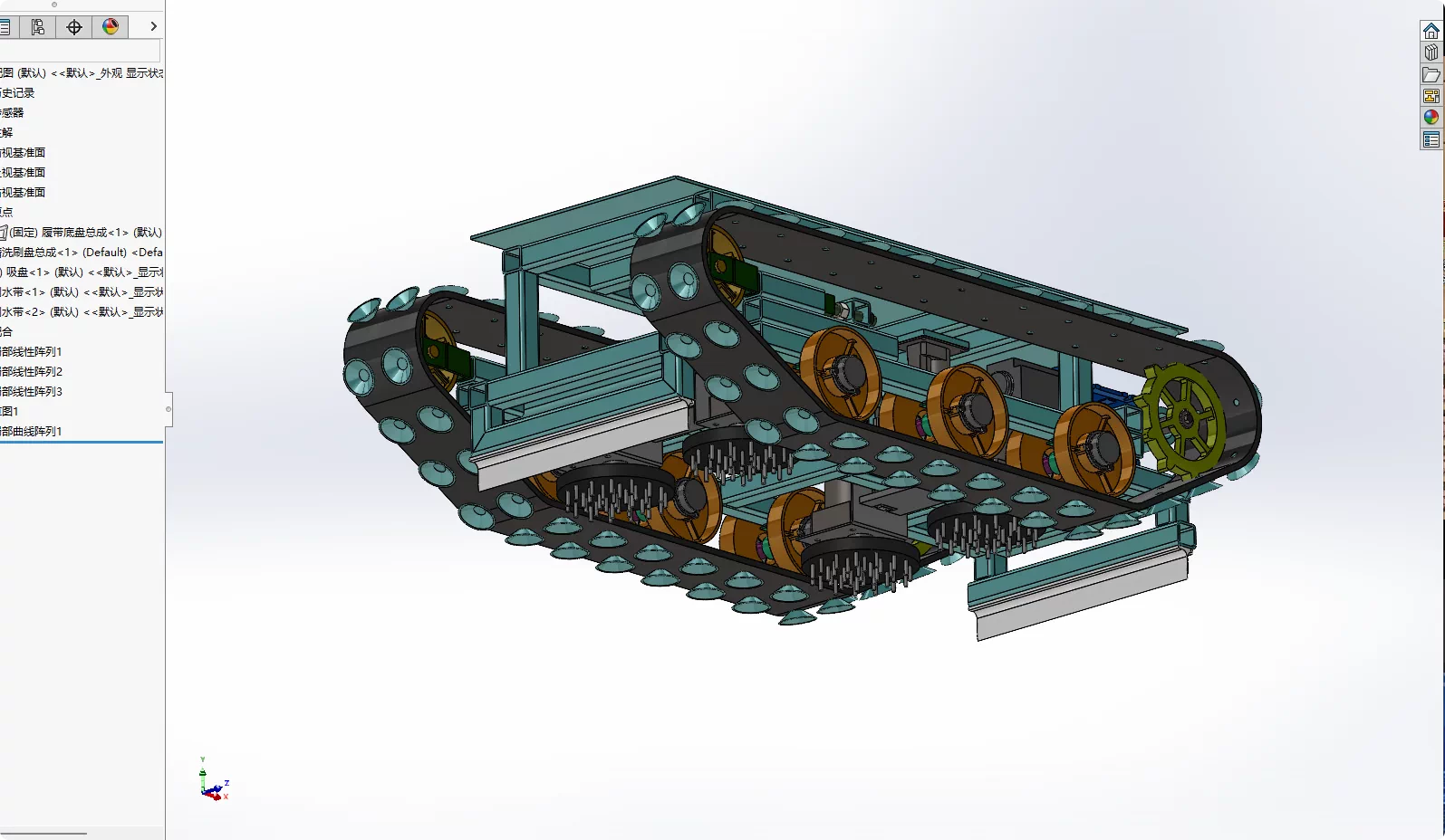 XY61-履带式玻璃清洗擦拭一体机器人设计【含SW三维图】