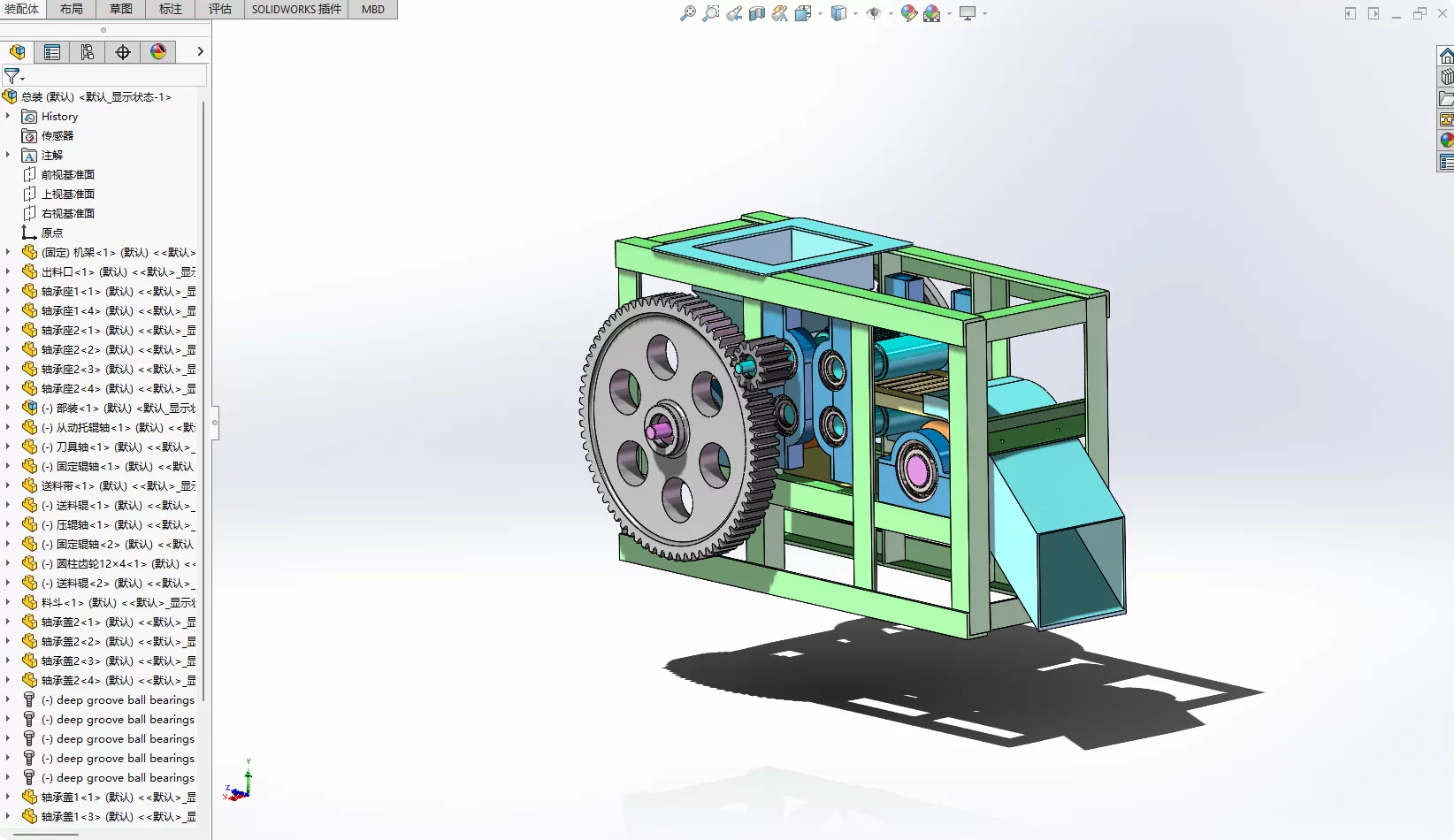 XY65-滚切式莲子剥壳机设计【含SW三维图】