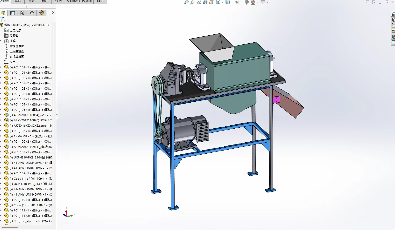 XY144-菠萝制汁机设计【含SW三维图】