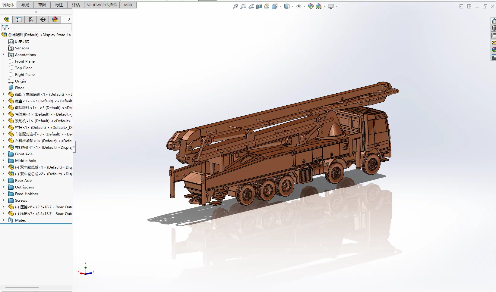 XY145-陕汽5180混凝土泵车改装设计【含SW三维图】