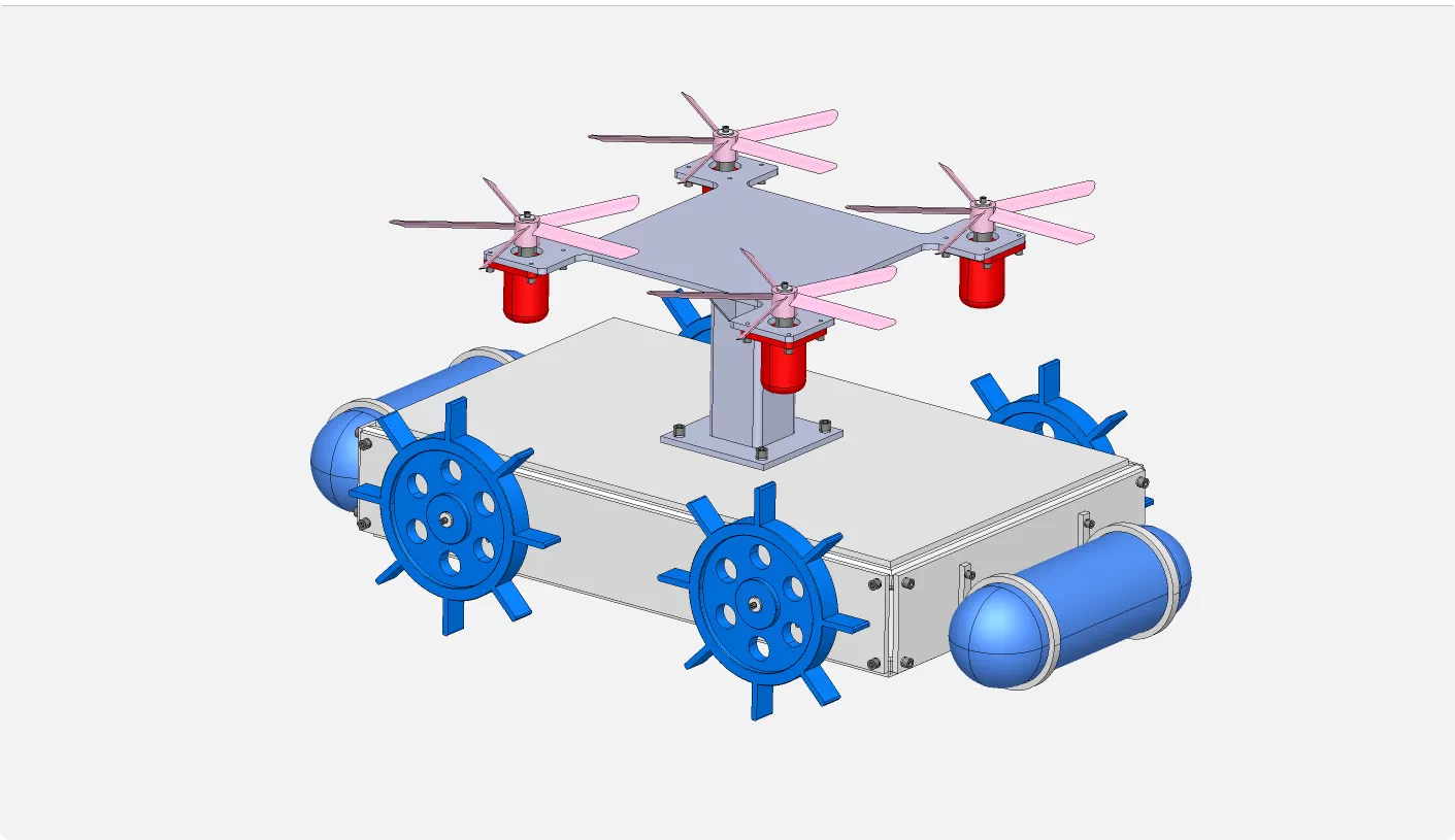 XY268-水陆空三栖机器人结构设计【含SW三维图】