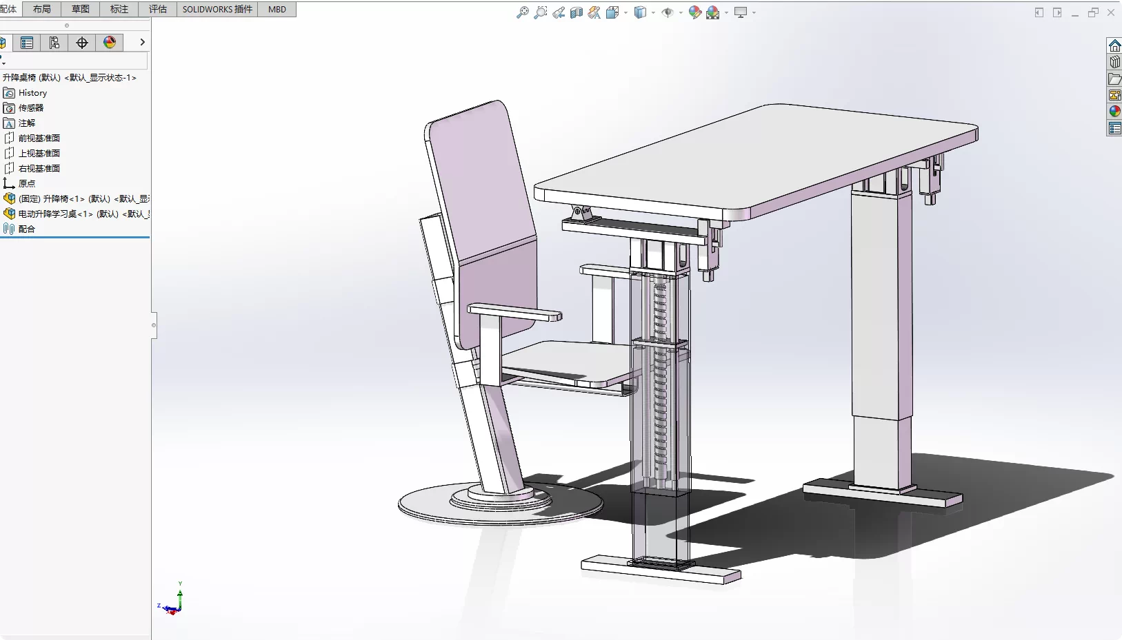 XY325-家庭用可升降学习桌椅升降装置设计【含SW三维图】
