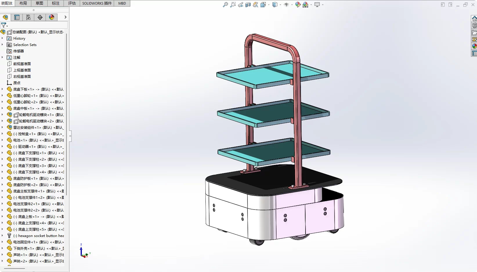 XY331-小型送餐机器人设计【含SW三维图】