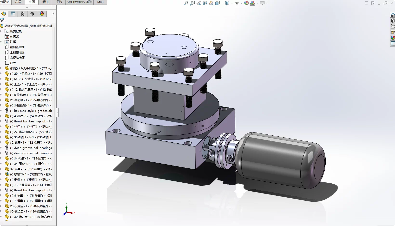 XY332-CK6130车床动力转塔刀架设计【含SW三维图】