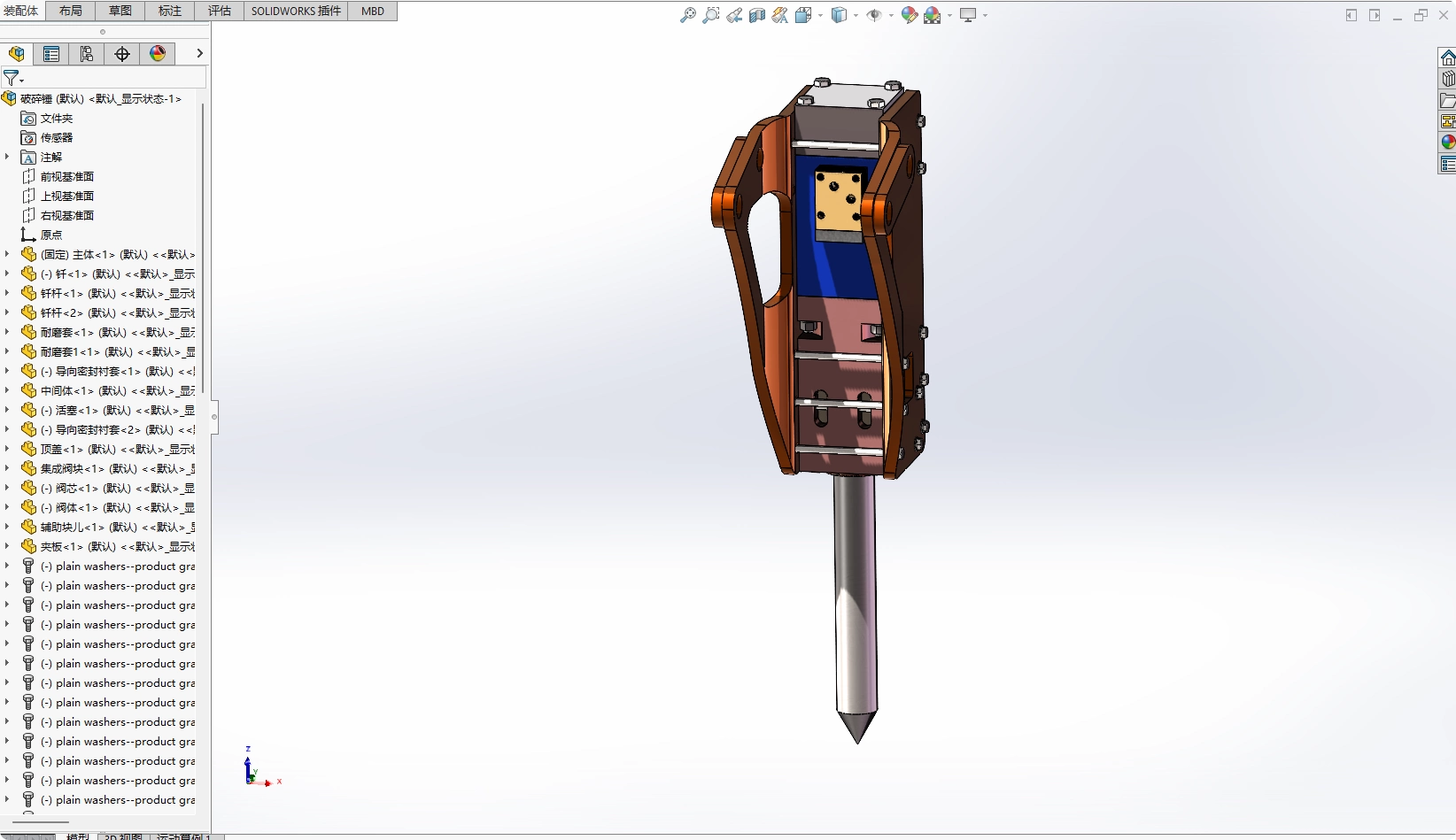 XY473-双高频破碎锤结构设计【含SW三维图】