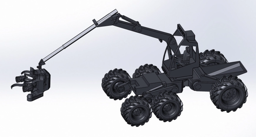 XY715-一种山地丘陵用小型伐木机结构与液压控制系统设计【含SW三维图】