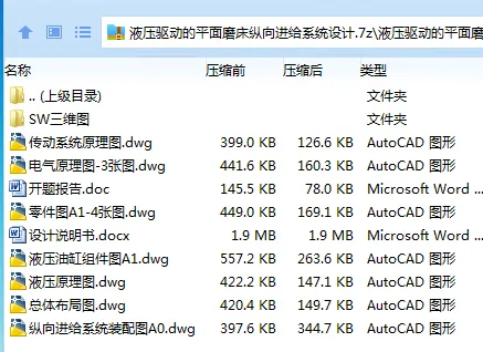 Z3287-液压驱动的平面磨床纵向进给系统设计【含SW三维图】