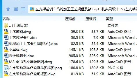 K2217-左支架前刹车凸轮加工工艺规程及钻3-φ13孔夹具设计 K2217-左支架前刹车凸轮加工工艺规程及钻3-φ13孔夹具设计