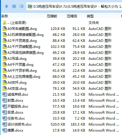 Z3443-0.5吨液压吊车设计 Z3443-0.5吨液压吊车设计