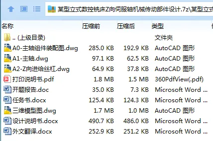 Z3540-某型立式数控铣床Z向伺服轴机械传动部件设计 Z3540-某型立式数控铣床Z向伺服轴机械传动部件设计