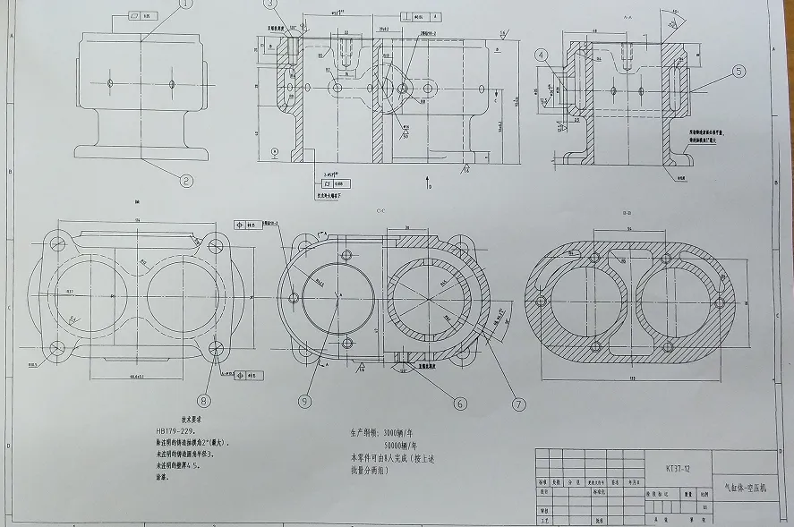 Z3687-KT37-12空压机气缸体工艺及钻6-φ6.2孔夹具设计