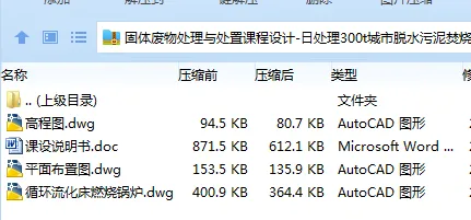 Z3938-日处理300t城市脱水污泥焚烧处理工艺设计