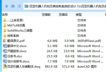 Z3988-四足机器人机构及其控制系统的设计【含SW三维图】