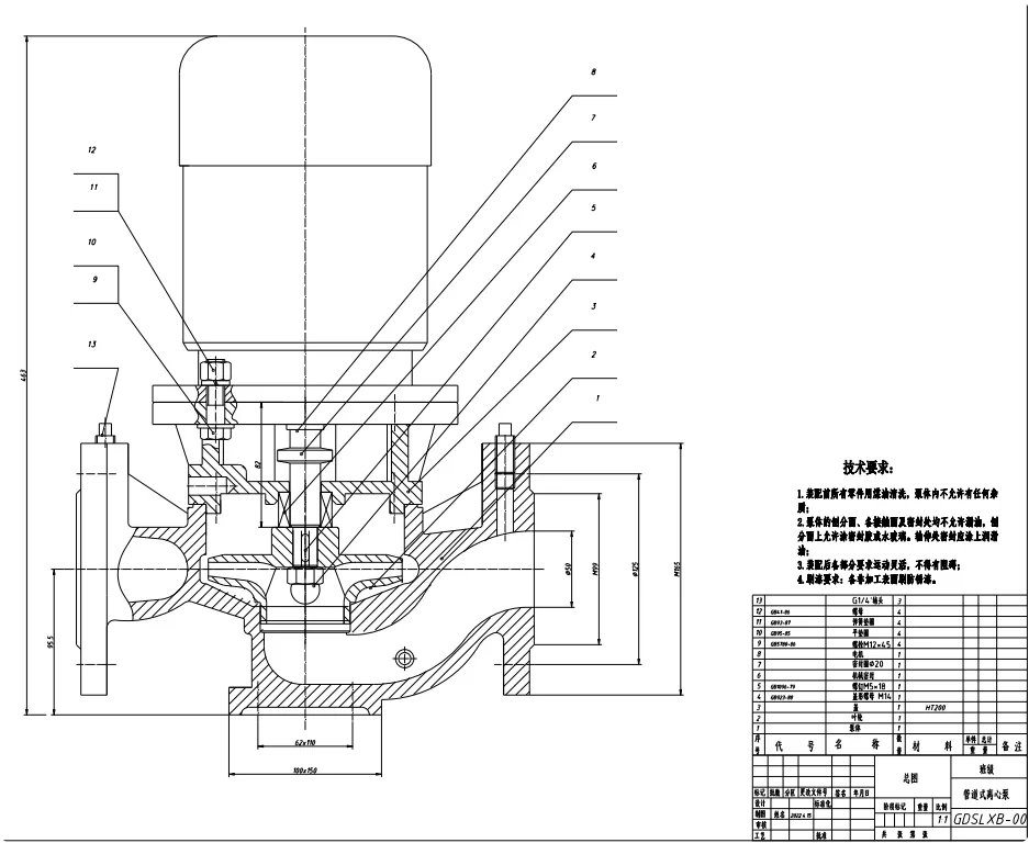 XY2557-SLS150-315管道式离心泵设计