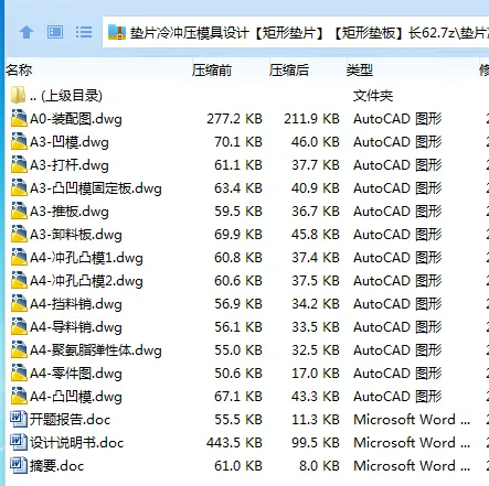 Z4094-垫片冷冲压模具设计【矩形垫片】【矩形垫板】长62