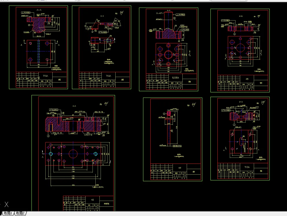 弯曲模具7张零件图