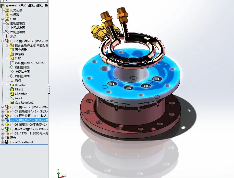 A807-镁合金热挤压模具设计[含SW三维图]