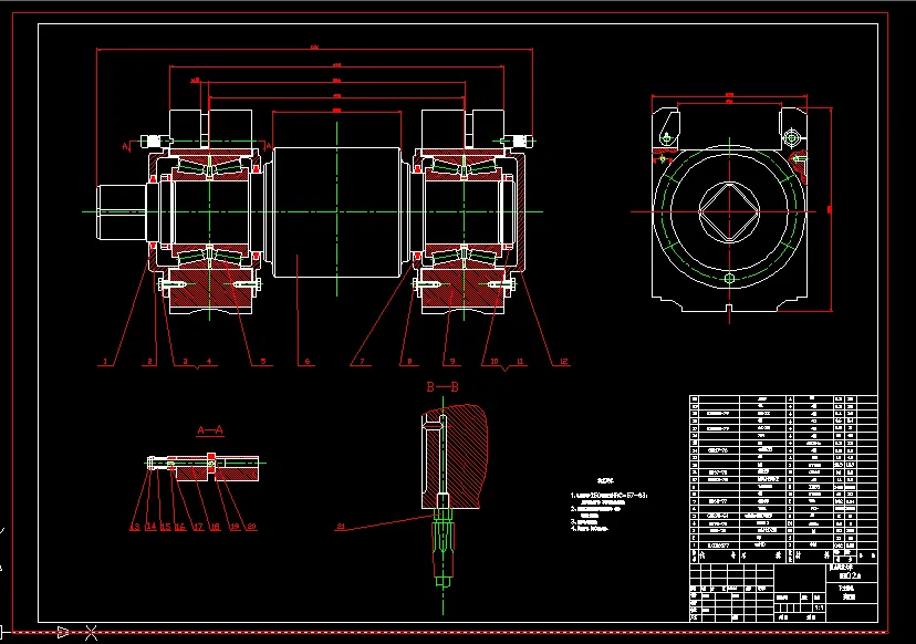 下支承辊装配图
