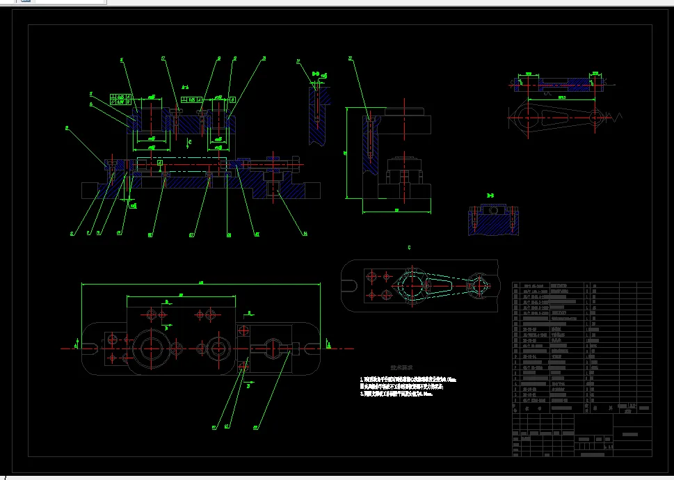 钻Φ38H8mm和Φ22H9孔夹具装配图