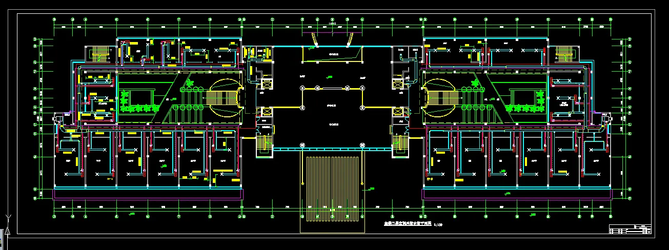 主楼二层空调风管水管平面图