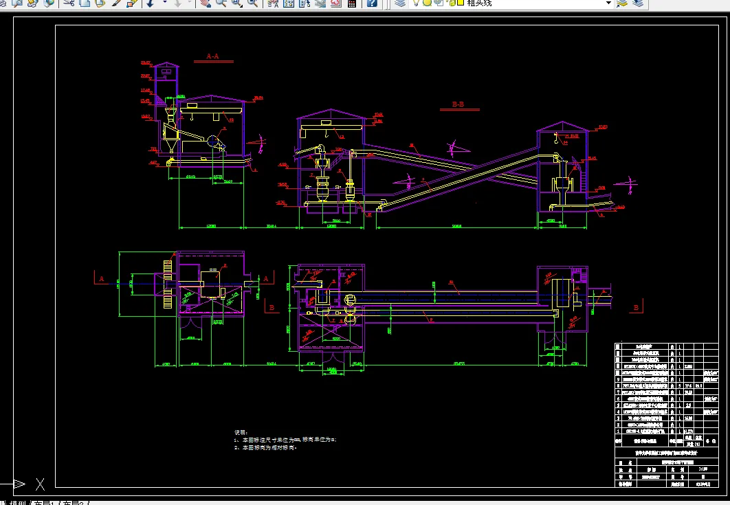 破碎筛分车间平断面图