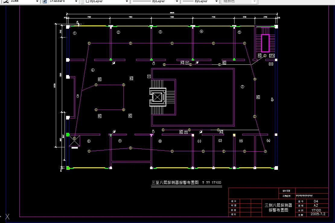 三到8层探测器报警布置图