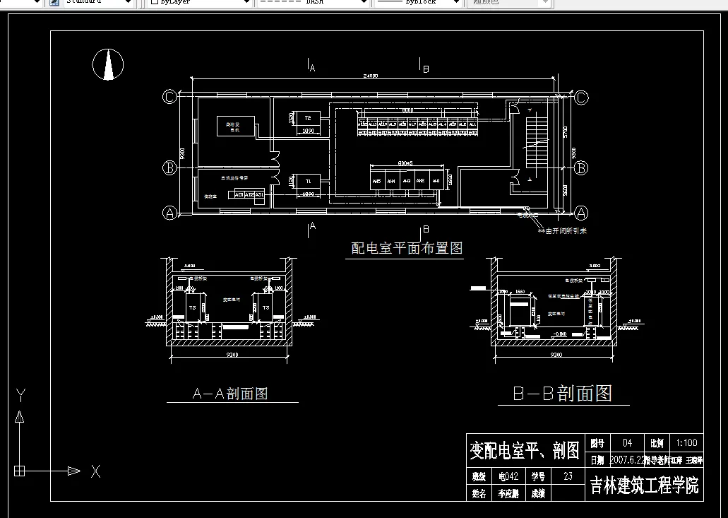 变配电室平、剖图