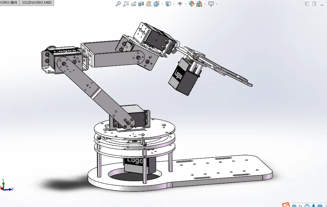 H621-六自由度机械臂的结构设计与仿真分析[含SW三维图]