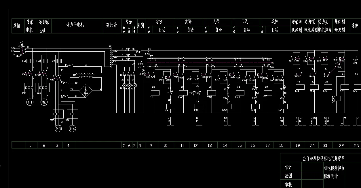 i102机电传动控制课程设计-全自动双面钻的电气控制系统设计