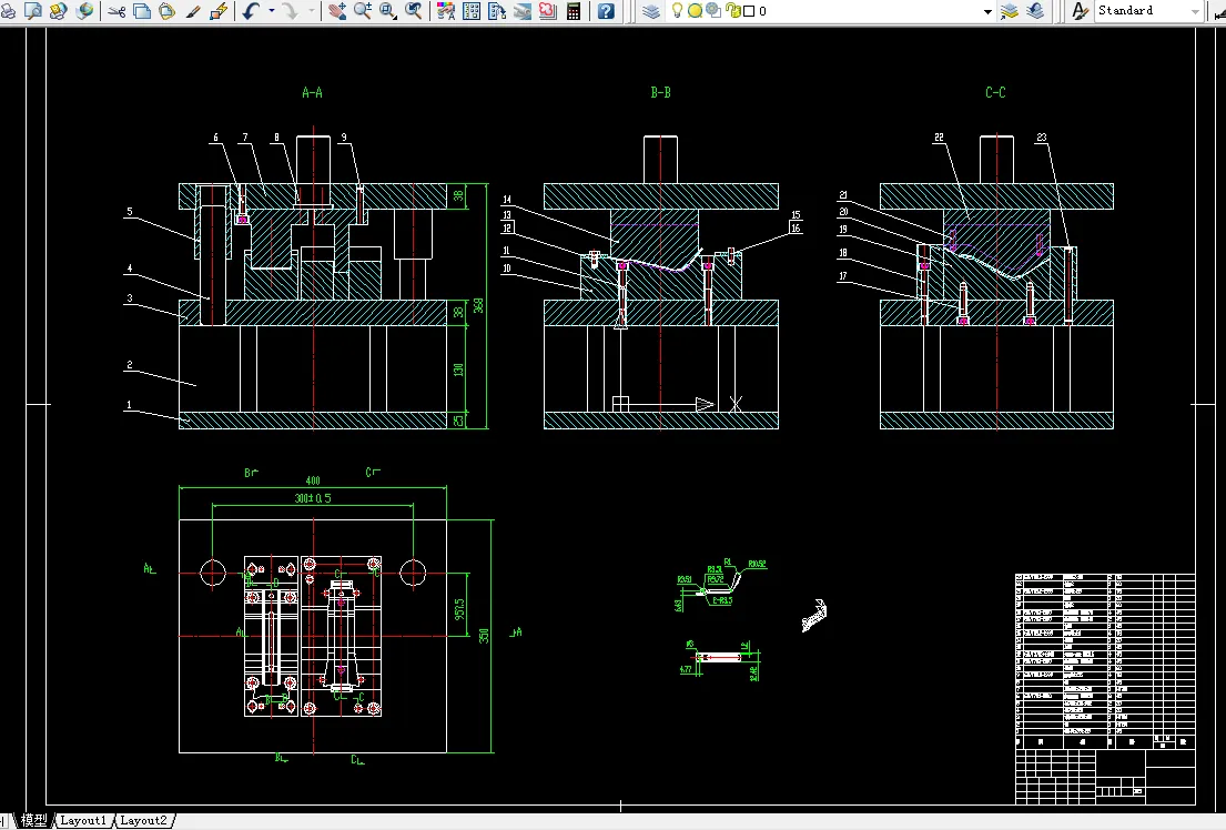 弯曲模具装配图