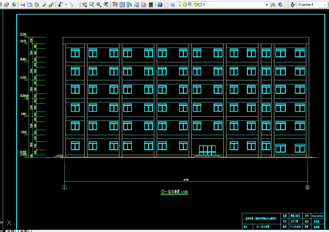 J653-洛阳市第一高级中学综合办公楼设计-6层，5682平米