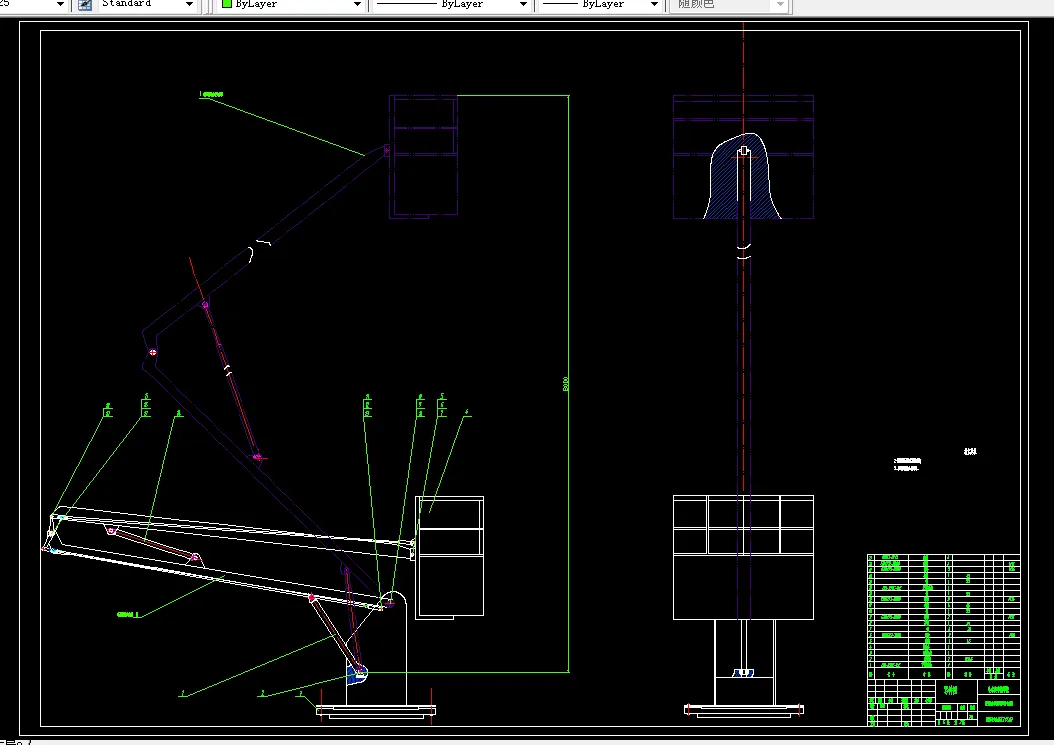 高空作业车折叠臂运动位置图