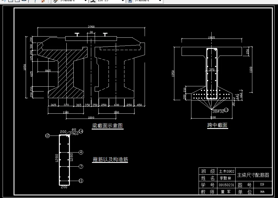 主梁尺寸配筋图