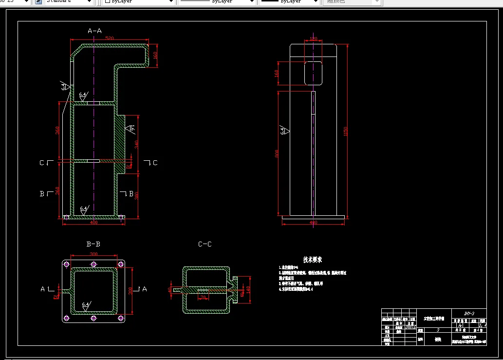 立柱加工零件图