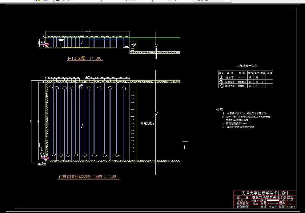 絮凝池平剖面图